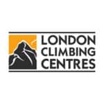 Logo of London Climbing Centres with mountain graphic and text.