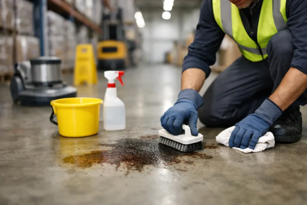 How to Remove Warehouse Floor Stains Safely